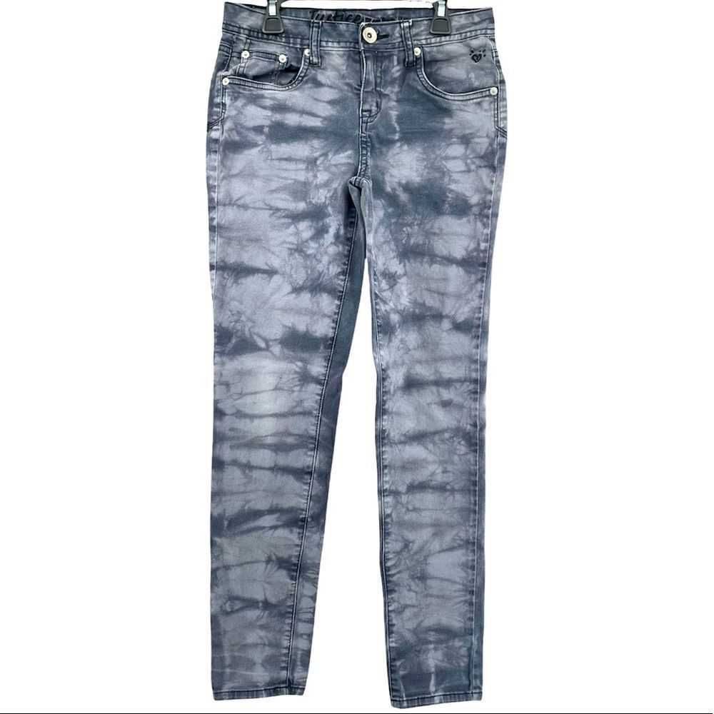 Justice Premium Jeans Girl’s Simply Low Tie Dye Gray Denim Skinny Jeans Size 14